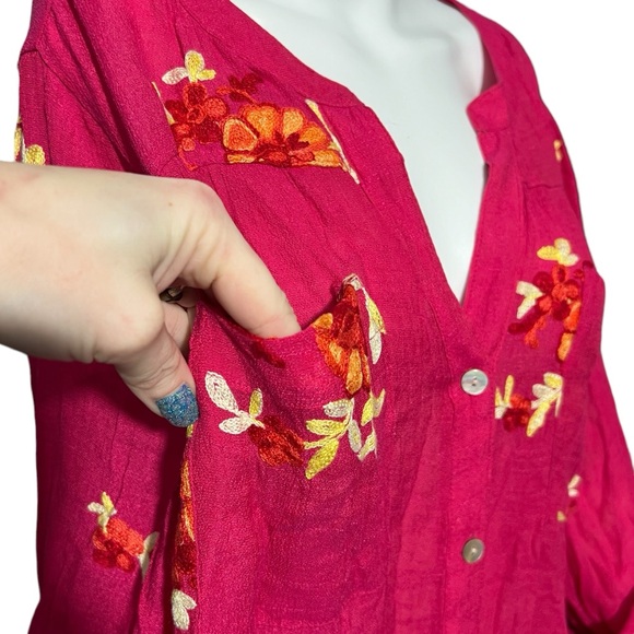 Fig & Flower NWT - Womens Floral Button Up 3/4 Sleeve Top Sz. 2X - Picture 3 of 8